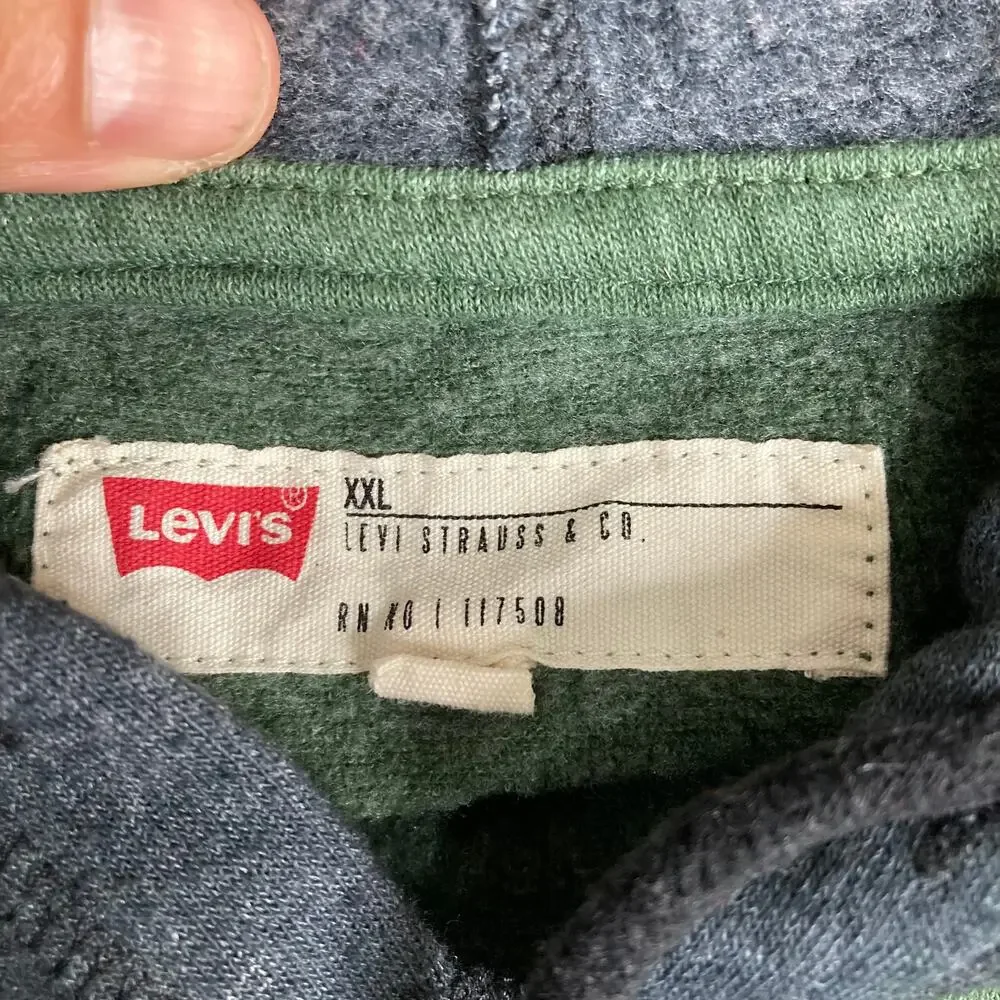 Levi's Hoodie Mens Size XXL Green Gray Buffalo‎ Graphic Pullover Sweatshirt